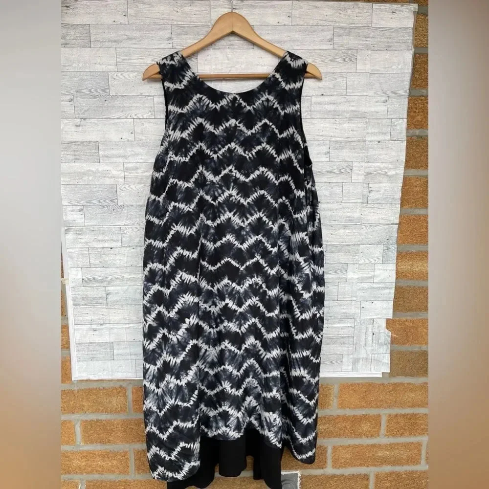 Eskandar CHEVRON Shibori Silk Double Layer Pinny Dress Size 1 /10/12 - Picture 10 of 11
